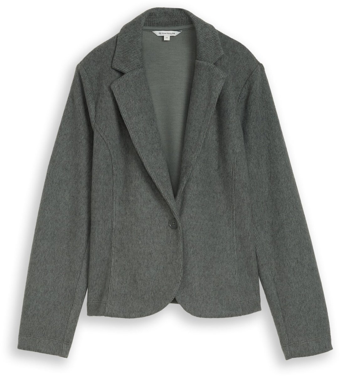 Tom Tailor - Slim fit cosy blazer in gemêleerde look - Maat M - dark olive melange