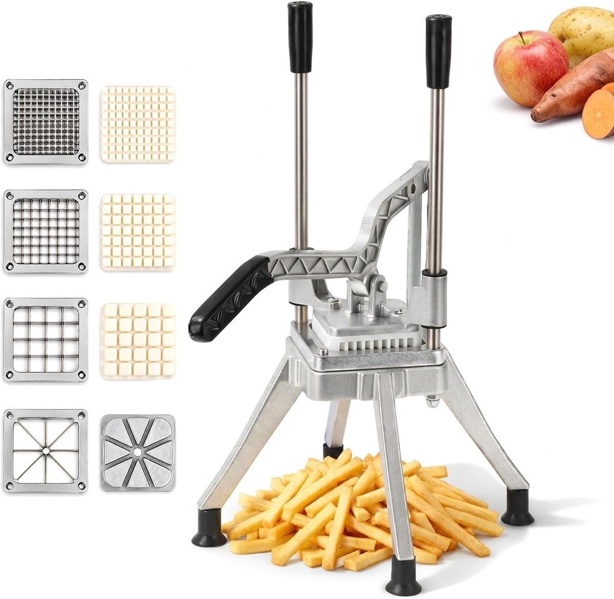 Fries Cutter - RVS snijbladen 7mm, 9mm, 14mm - Voor aardappelen, zoete aardappelen en groenten - Maak perfect friet - ShopVlot