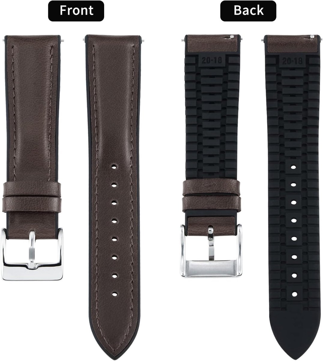 Horlogeband 14mm-22mm - Oil Wax Leer en Siliconen Hybride - Diverse Kleuren - Verstelbaar voor Comfort - ShopVlot