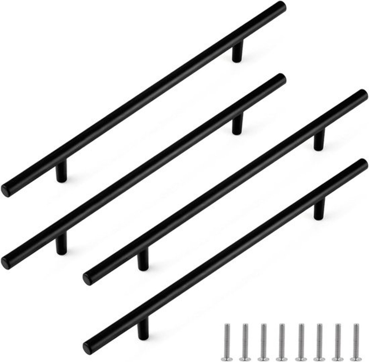 Set van 4 zwarte keukenkastgrepen - 246 mm aluminium handgrepen - Voor lades, kasten en meubels