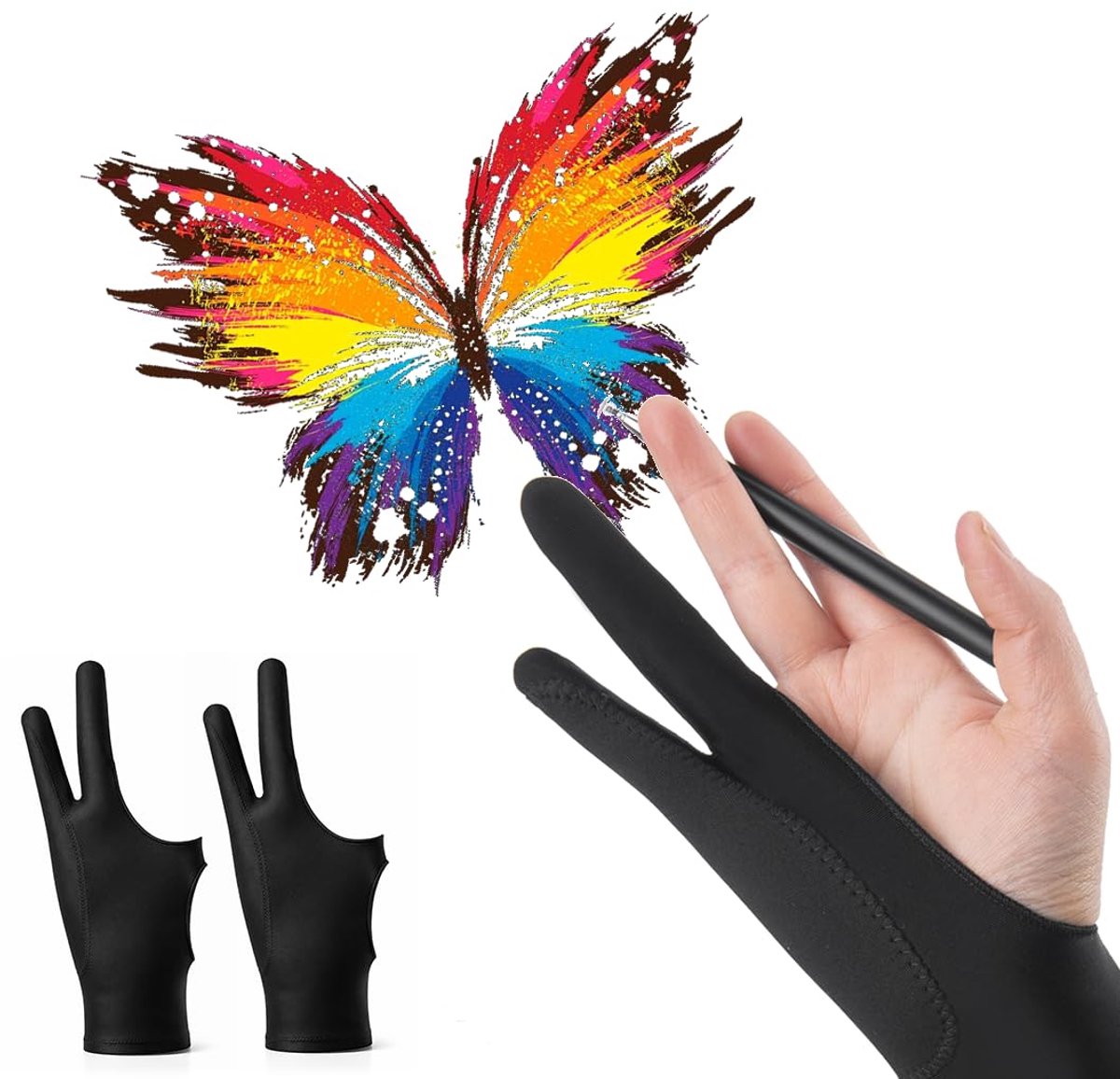 Tekenhandschoenen 2-pack - Elastisch en anti-vlek - Verminder oppervlaktevervuiling - Ideaal voor kunstenaars - ShopVlot