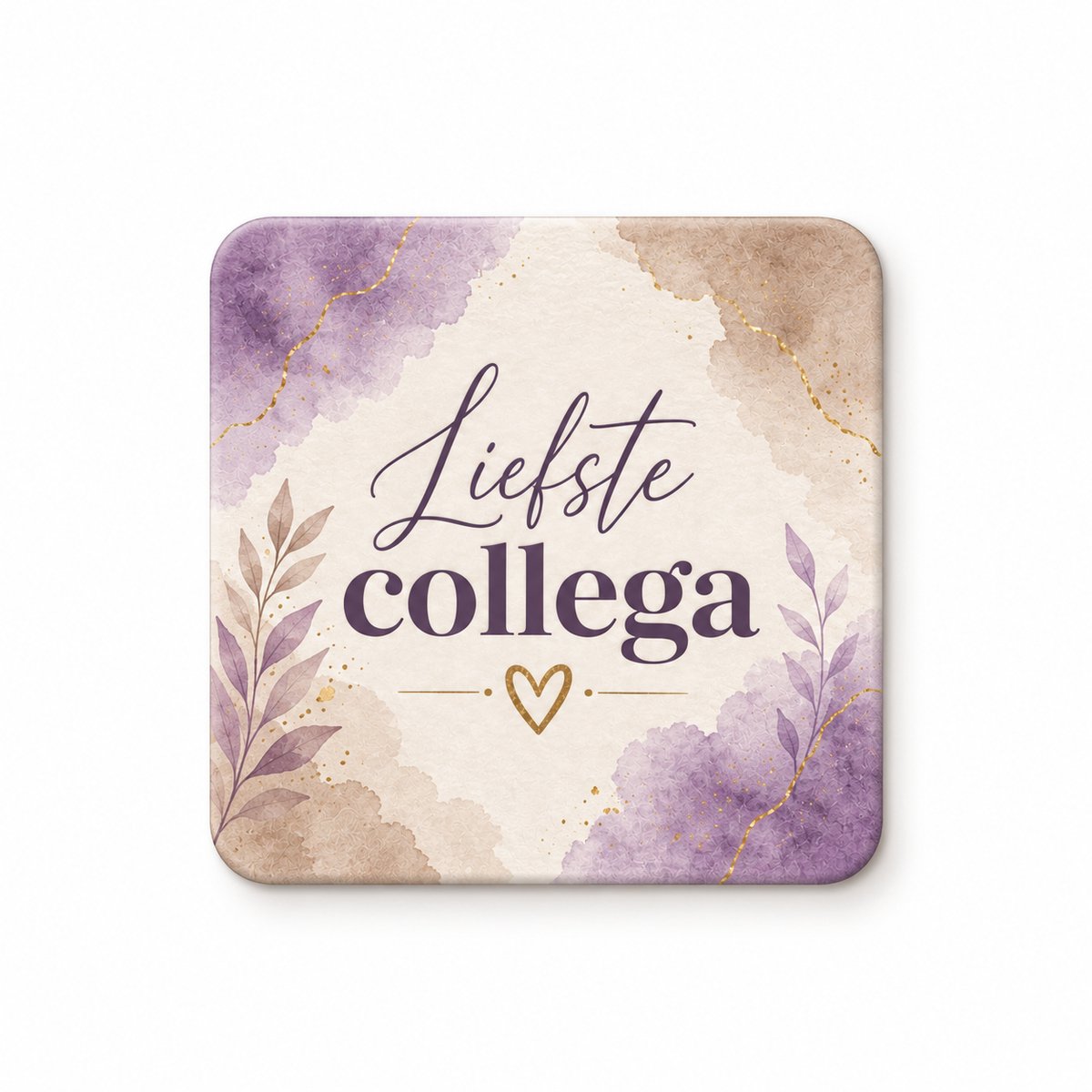 Liefste Collega MDF onderzetter – 10 x 10 cm – Cadeau voor Collega – Bedankje Werk – Onderzetter