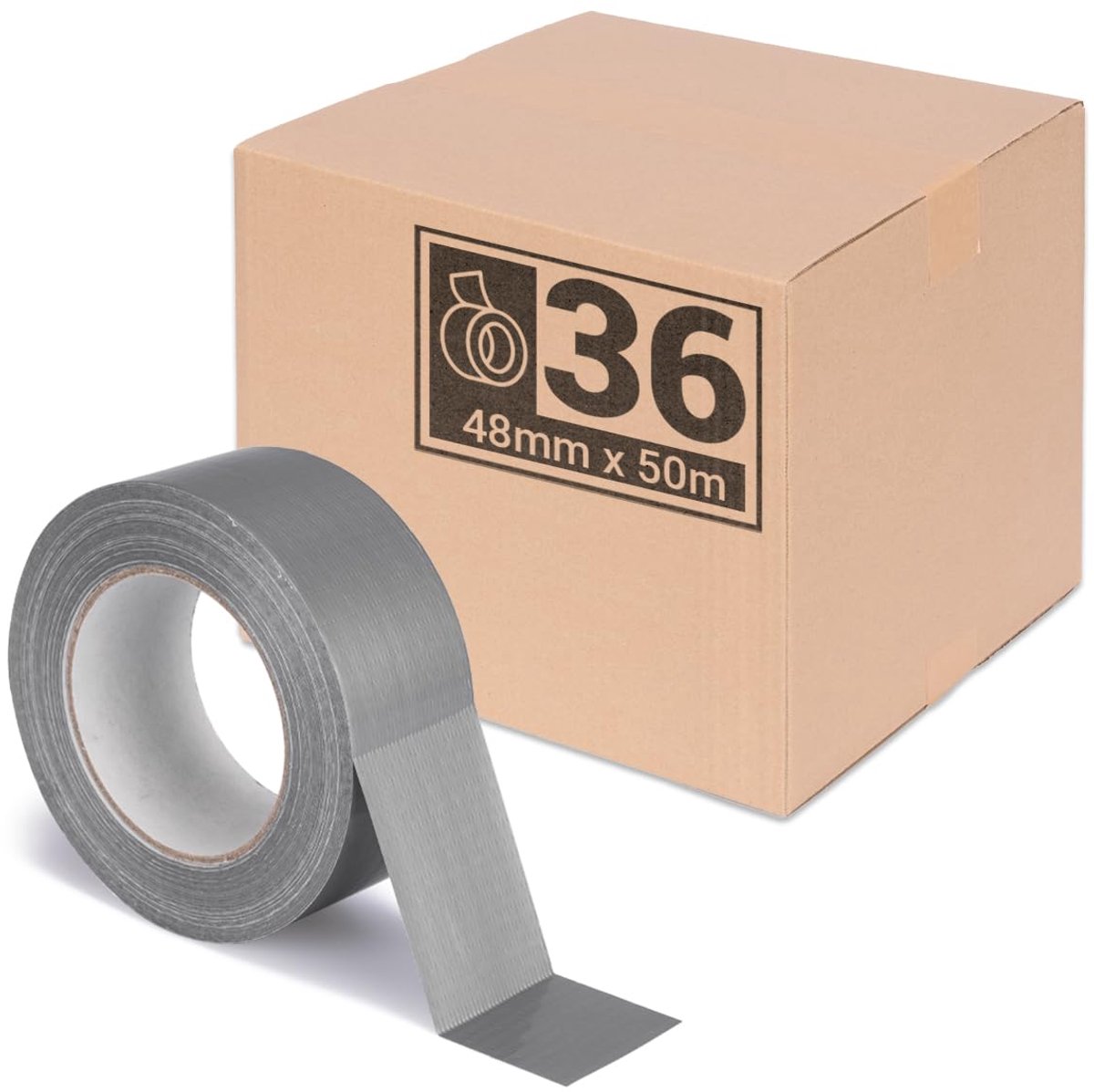 Gaffa-tape 50 m x 48 mm - premium geweven tape - grijs - hoge kleefkracht, ideaal voor reparaties - ShopVlot