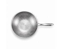 Aravé® Titanium Wokpan - Inductie 32 cm - PFAS Vrij - Gehamerd RVS