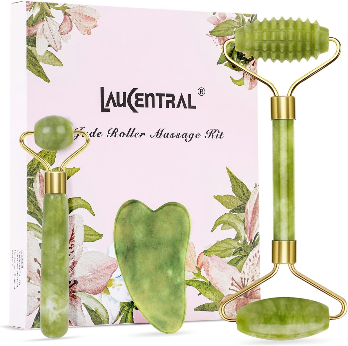SnelShoppen - 3 Stuks Jade Roller en Gua Sha Set - Natuurlijke Anti-Aging Gezichtsroller - Verminder Wallen, Verstrak de Huid, Verjong je Gezicht met