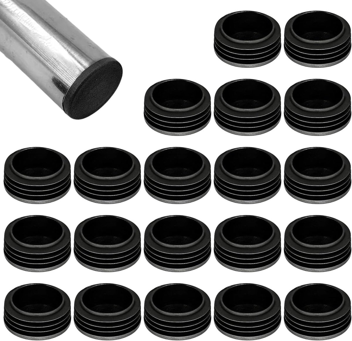 Lamellenpluggen 20 mm - ronde zwarte eindkappen - PE-kunststof - ideaal voor meubels binnen en buiten - ShopVlot
