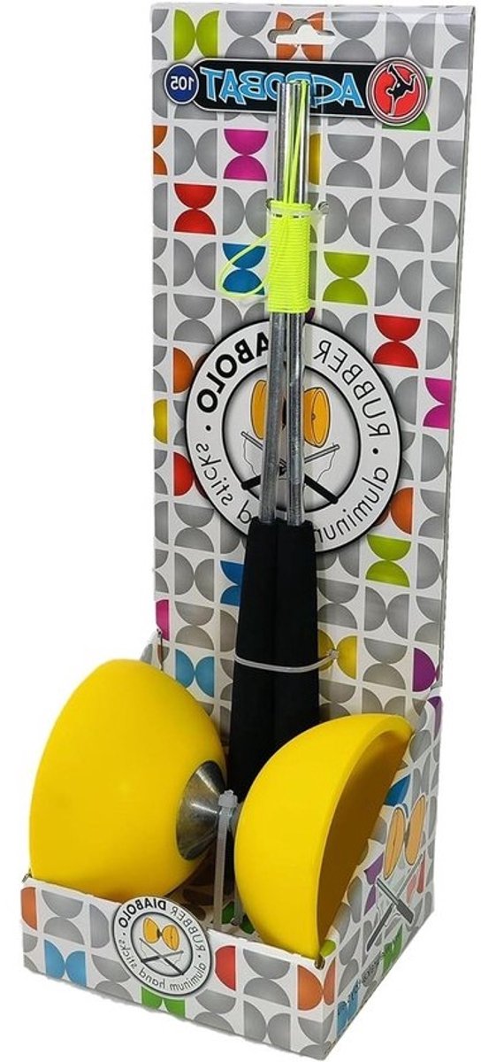 Diaboloset - Jongleerspel - Figuren oefenen - Aluminium stokken - 360 gram - Geel