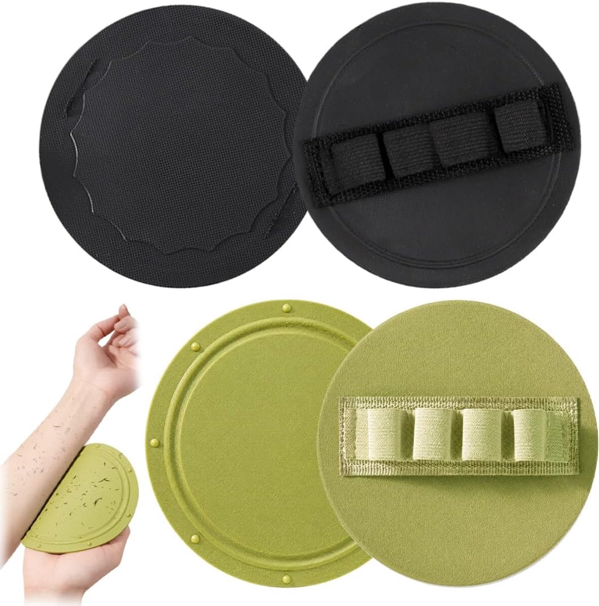 Scrub handschoen - 4 stuks in zwart en groen - Peeling handschoen voor onder de douche - Lichaamsscrub voor een zachte en gladde huid
