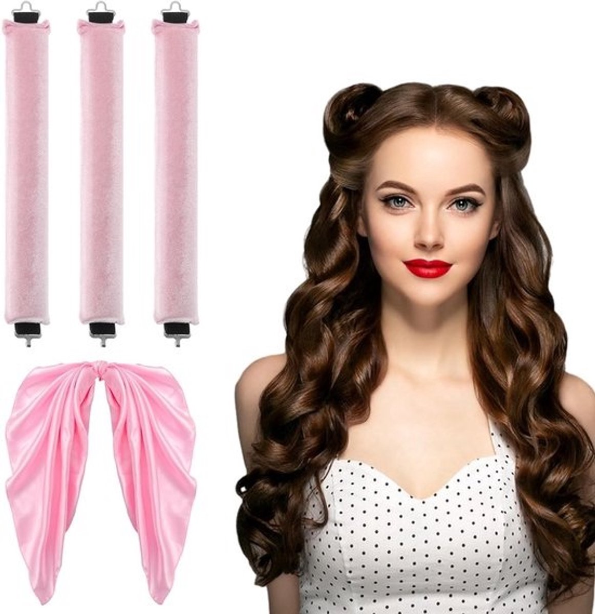 3 Stuks Heatless Curlers voor Nachtelijke Krullen - Voor Alle Haartypes, DIY Haarstyling en Krulaccessoires voor Vrouwen