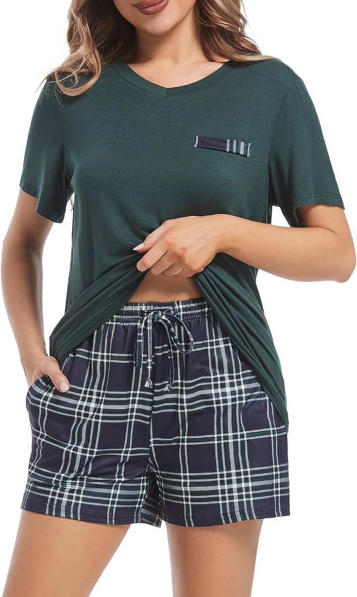Pyjama dames korte pyjama dames zomer tweedelig dames katoen set slaapshirt dames korte mouwen shorty