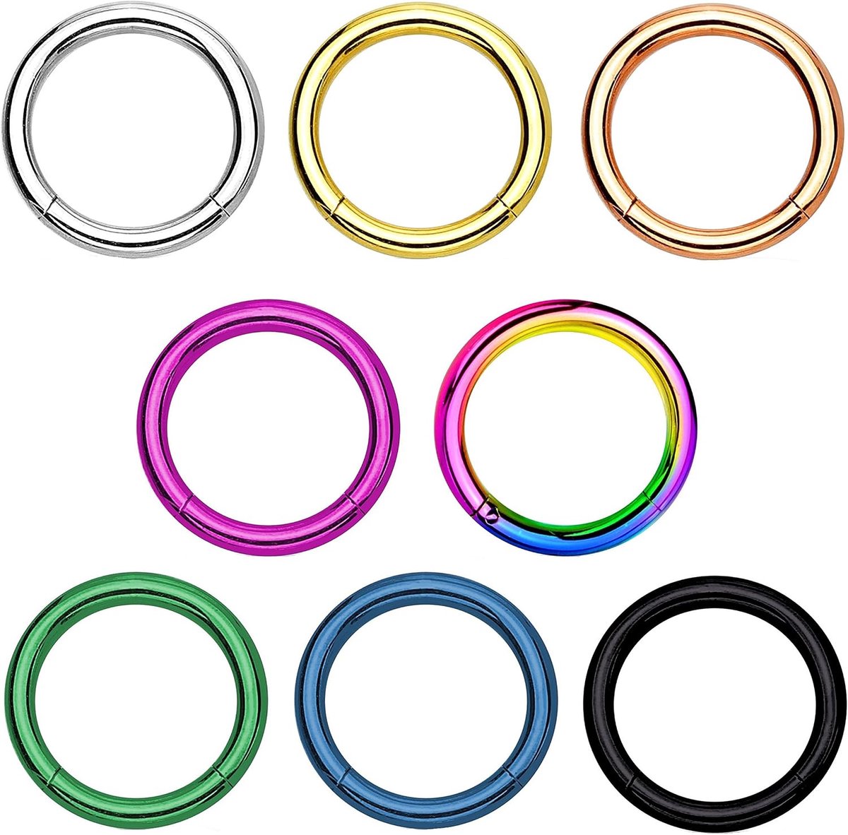 Universele piercing borst neus septum oor helix cartilage kliksluiting roestvrij staal kleurrijk 1 mm 6 mm, Roestvrij staal Titanium