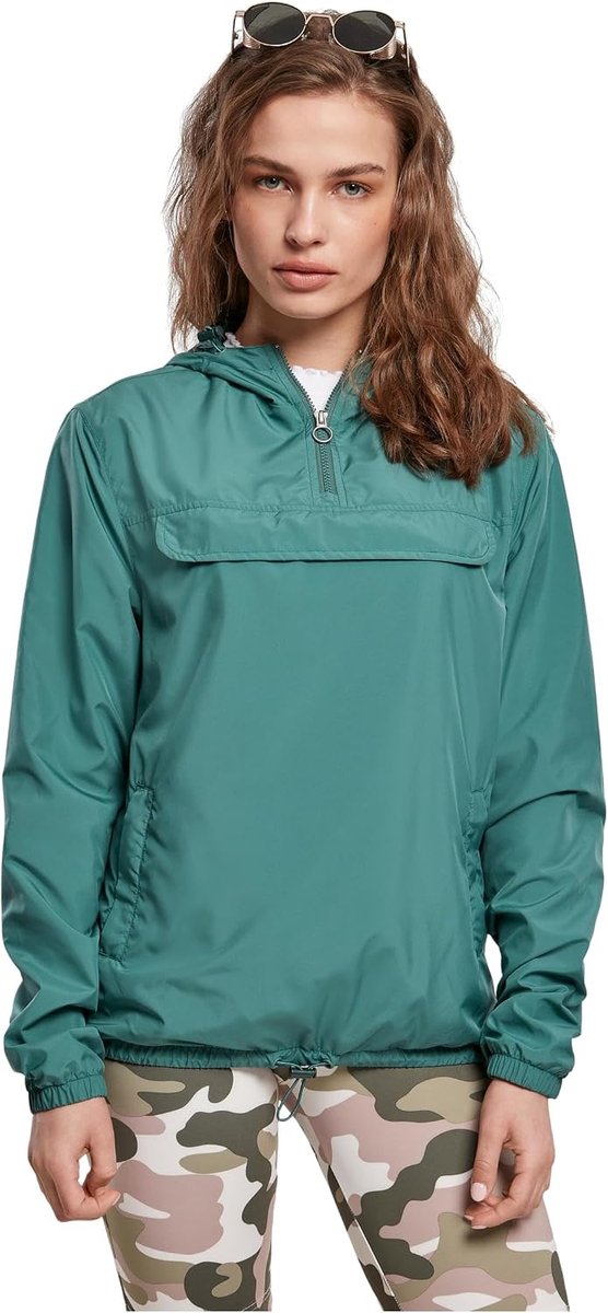 Classics Dames windbreaker om over te trekken met capuchon voor vrouwen, basic pull over jack verkrijgbaar in meer dan 10 kleurvarianten, maten XS - 5XL, Paleleaf, L