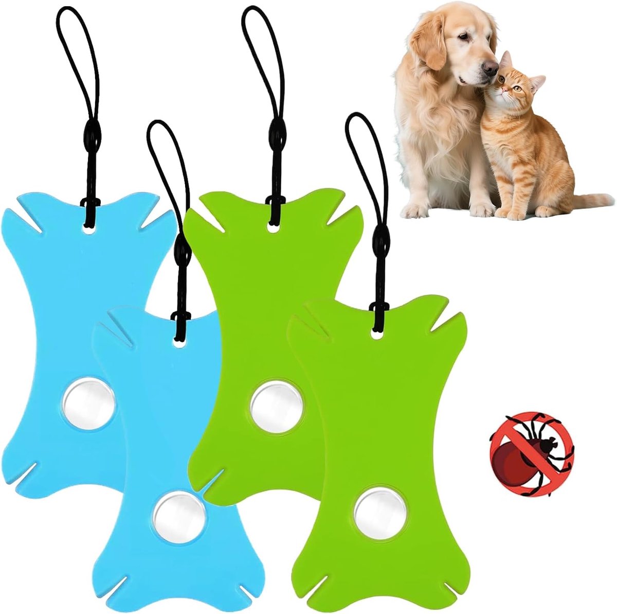 4 stuks tekenkaart voor mens & hond, tekenhaak & tekentang kinderen – plastic tekenset met loep (2 kleuren) voor het verwijderen van teken