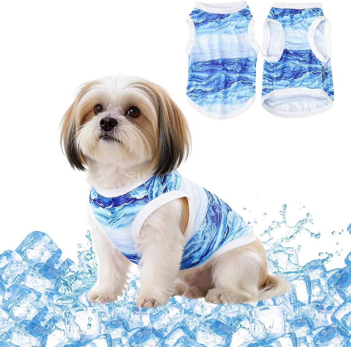 Koelvest voor honden, koelvest voor honden in de zomer, verkoelende jas voor honden, ademend en licht, koeljas voor kleine en middelgrote honden (1, S, 1)
