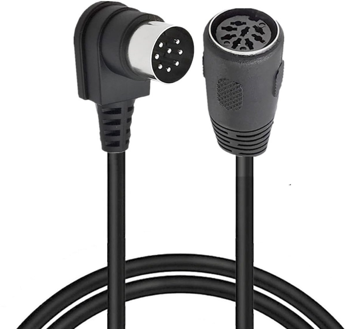 8-pins DIN-verlengkabel, MIDI 8-pins mannelijk 90 graden naar vrouwelijk snoeradapter, 8-pins DIN-stekker luidspreker audiokabel voor Bang Olufsen PowerLink MK2 (1 meter)