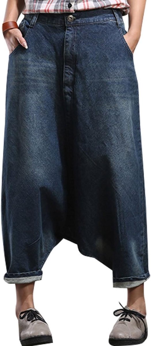 Dames Elastische taille Breed been Harembroek Hole Jeans