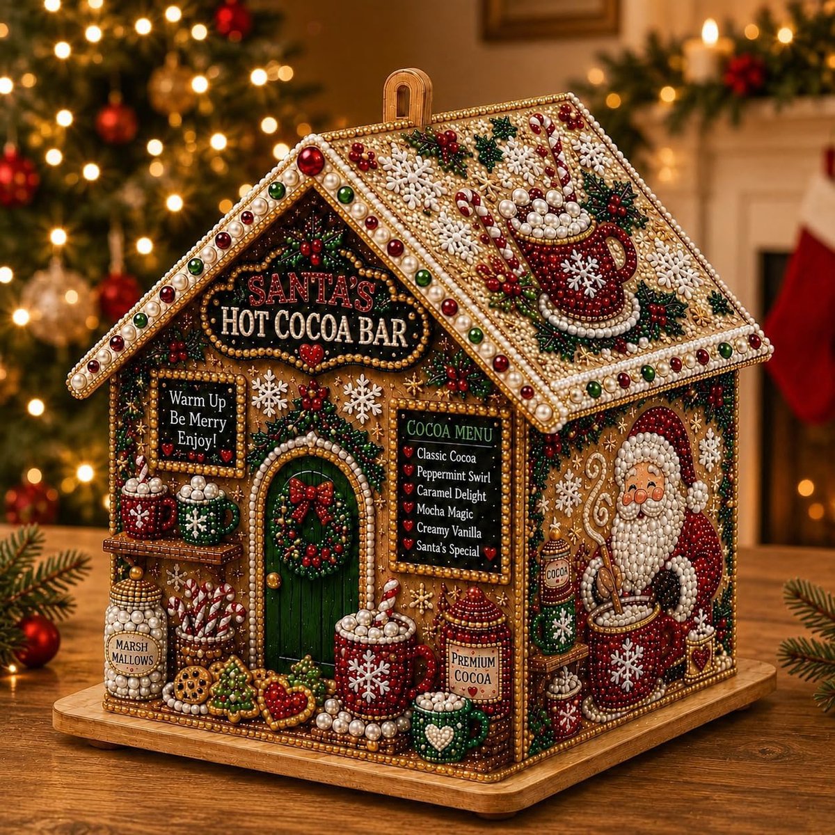 Diamond Painting Kerstmis - 3D houten kerstdorp kersthuis (G) - Diamond Painting Volwassenen - DIY Diamond Painting Kerststad Kerstboomversiering - Schilderen op Nummer - Cadeau