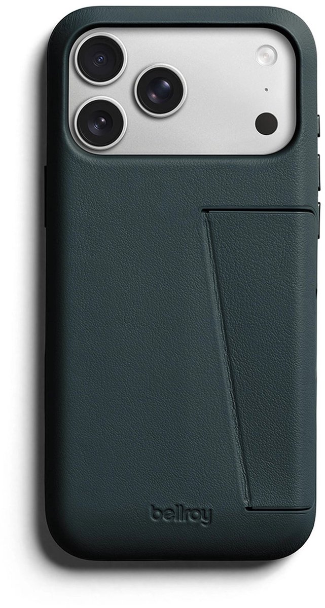 Bellroy Full Lederen 3 Card iPhone 18 Pro Max Hoesje – Ingebouwde Magnetische Portemonnee – Premium Leer – Schokabsorberend Polymeer - Zwart