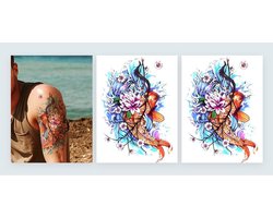 2 sheets temporary koi fish tattoo cherry blossom Japanese koi tattoo LC769x2 - ShopVlot