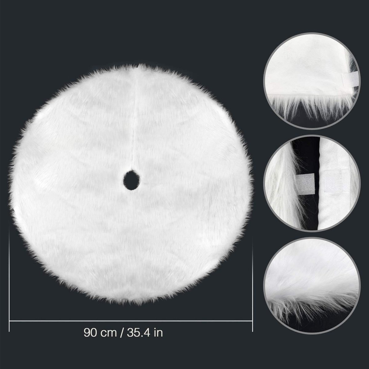 n/c Christmas Tree Skirts 35 Inch Faux Fur Christmas Tree Skirt White Tree Skirts Plush For Christmas Decorations - ShopVlot