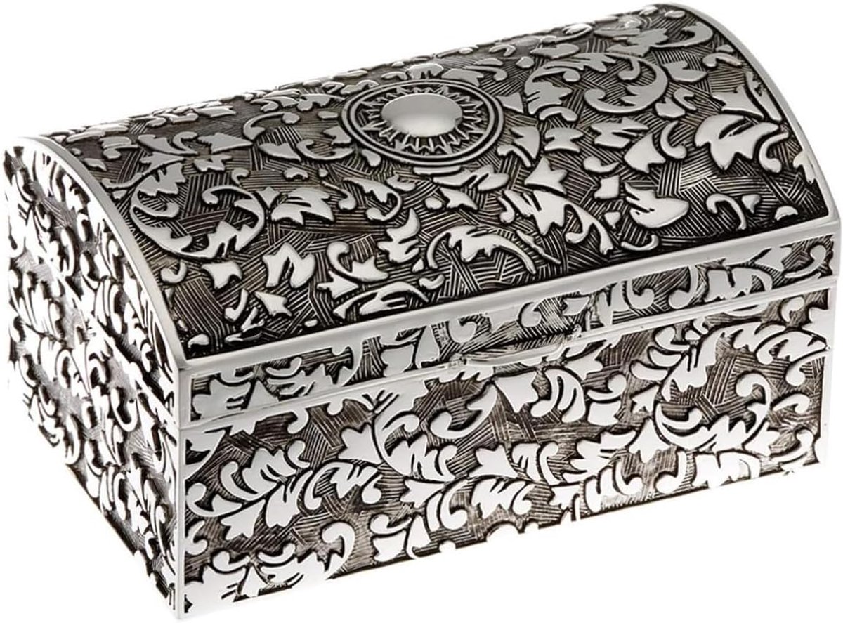 Jewellery box silver plated for beloved jewelry such as rings, necklaces, earrings and bracelets, Silver - ShopVlot