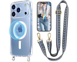 UnnFiko Mobile Phone Case Lanyard Compatible with iPhone 17 Pro MagSafe Transparent Magnetic Phone Case with - ShopVlot