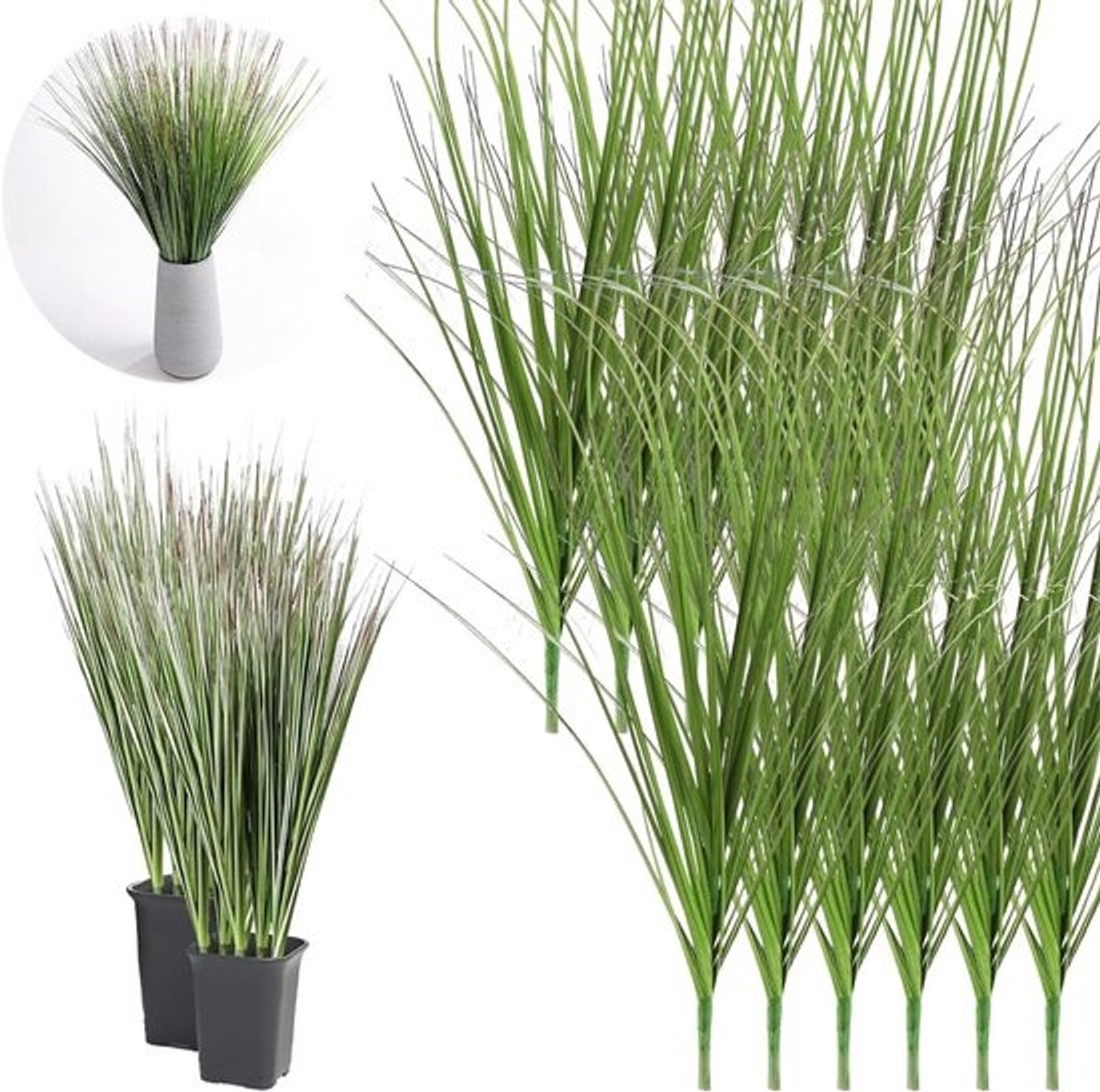 Set van 12 kunstgrasbundels van 53 cm - Weerbestendige decoratieve planten voor vaasdecoratie, tuin, balkon en buitengebruik