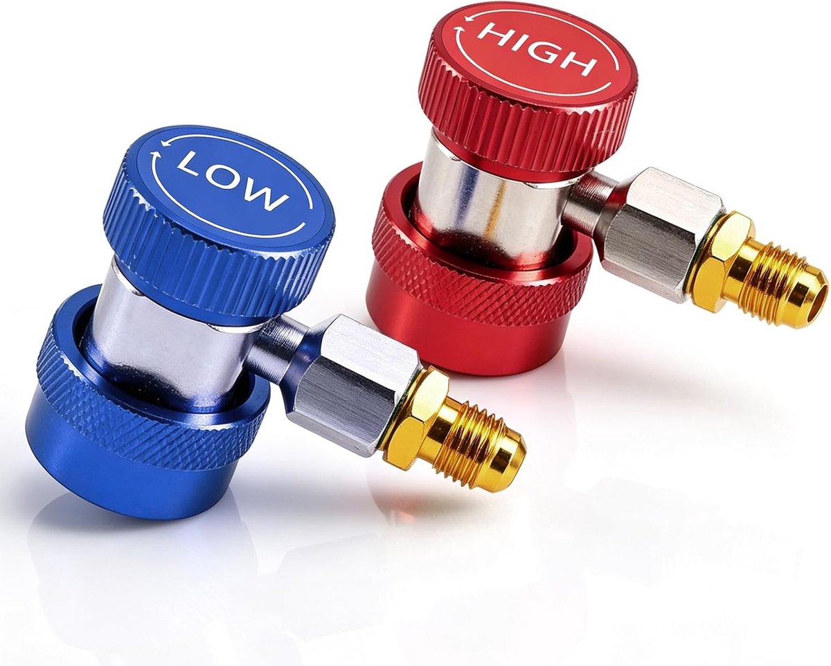 R134A Car Adjustable Quick Connector A/C Air Conditioning High Low AC Quick Coupler Connector Adaptper Accessories - ShopVlot