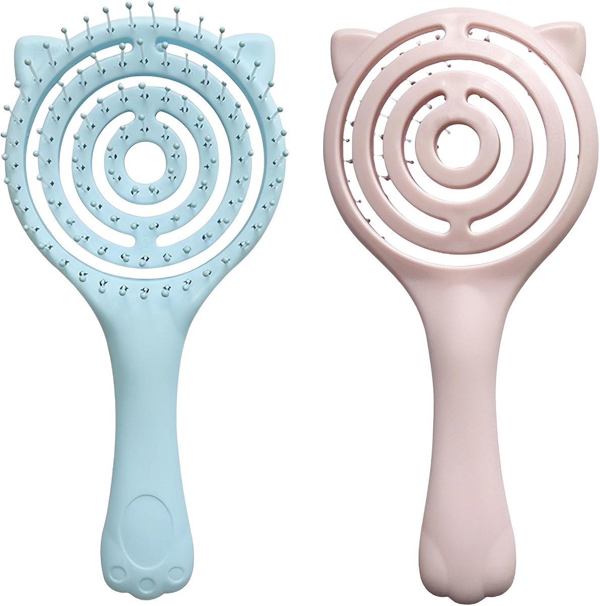 2 haarborstels, anti-trekken en ontwarren, haarborstel met kattendesign, voor dames en meisjes, kam voor krullend - ShopVlot