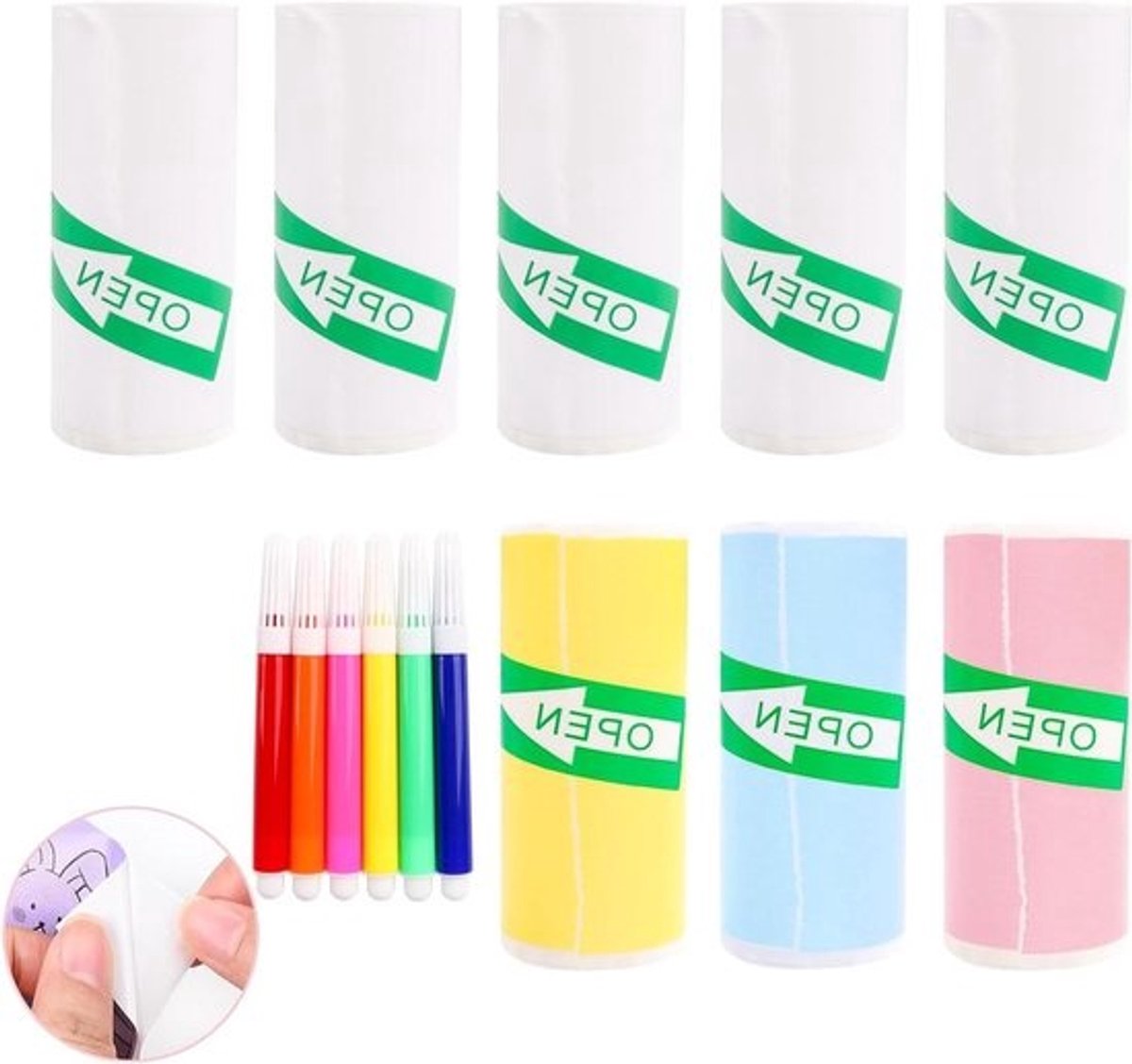 Plus - Voor mini-printerstickers - 8 rollen gekleurd thermisch