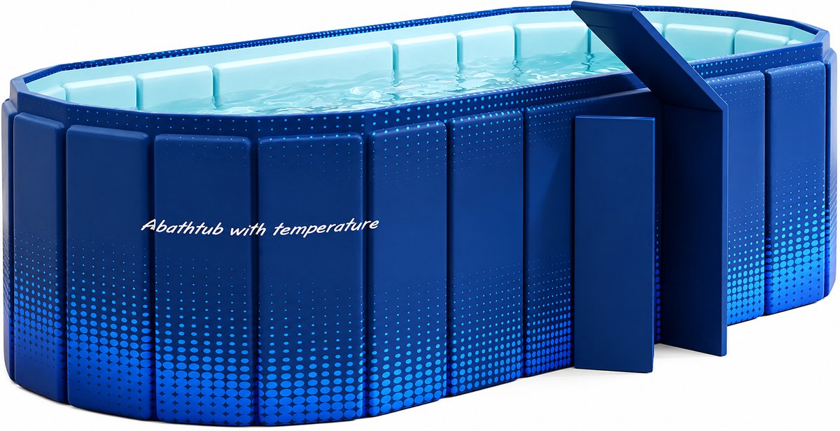 Opvouwbare Badkuip 150 cm – 2-Persoons Badkuip – Draagbaar – 2-in-1 IJsbad & Warmwaterbad – Met Plank – Blauw