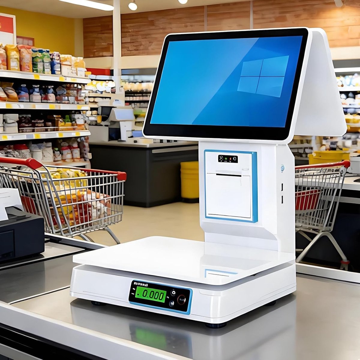 15.6 Inch Touchscreen Kassasysteem met Ingebouwde Thermische Printer voor Winkels en Restaurants, Slimme Checkout Oplossing voor Kleine Bedrijven