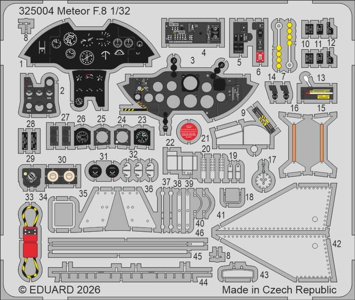 Eduard Modelbouwdecoratie - 325004 Accessoires Set voor Gloster Meteor F.8 - Photo-etch