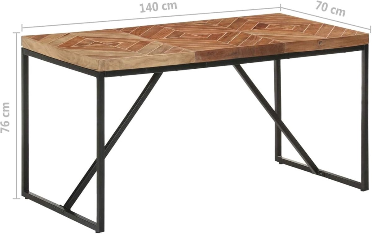 Eettafel, eetkamertafel, keukentafel, eettafel, eetkamer, keuken, salontafel, eetkamerstoel, bijzettafel, keukentafel, koffietafel, banktafel, 140 x 70 x 76 cm (b x d x h), massief acacia