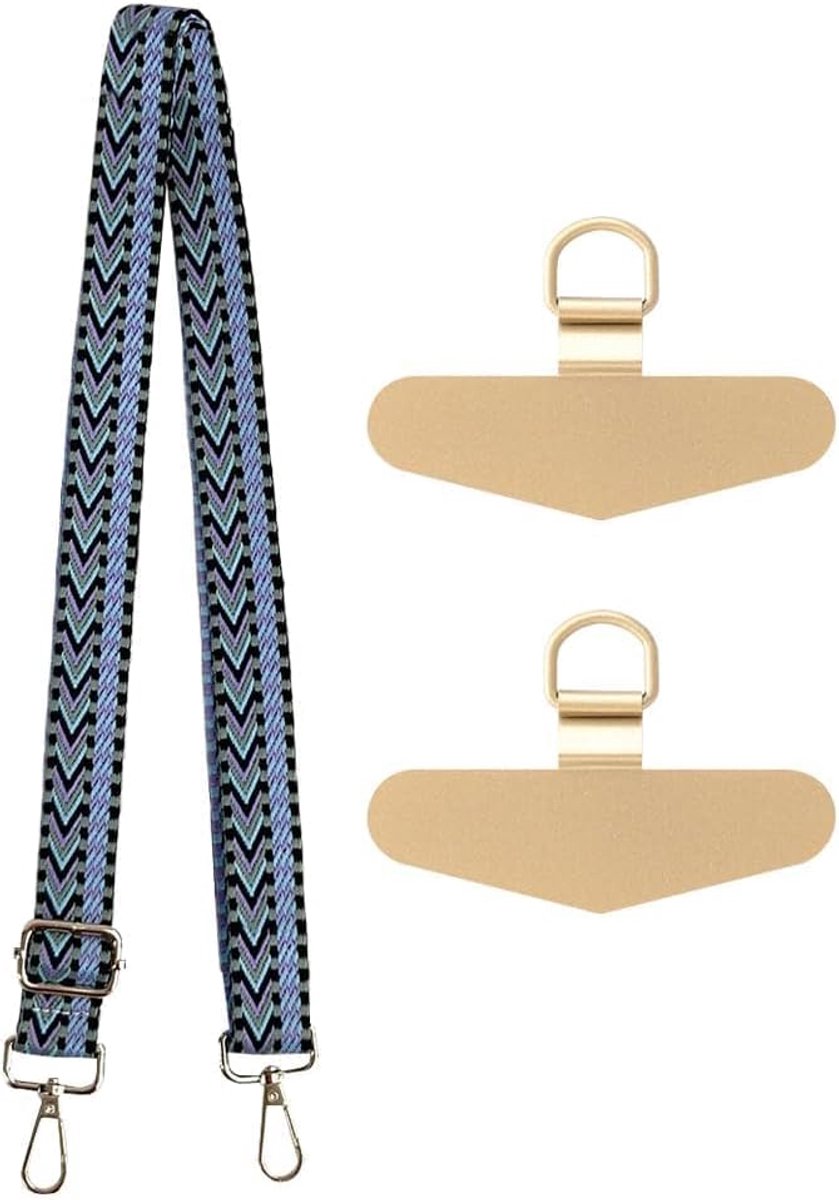 Telefoonkoord, universele schouderriem met 2 clips, telefoonband, breed, jacquard, verstelbare riem voor smartphone, tas, sleutels, camera