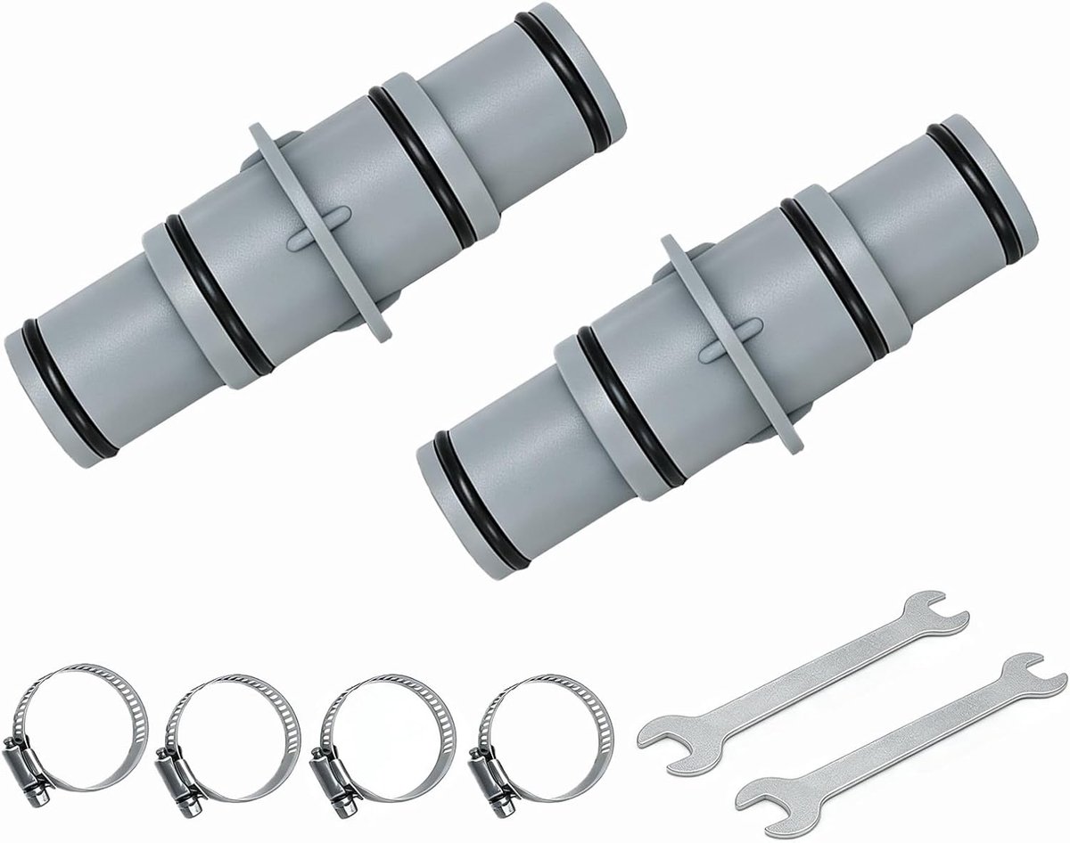 Ø 32 naar 38 mm, zwembadconnector, 2 stuks