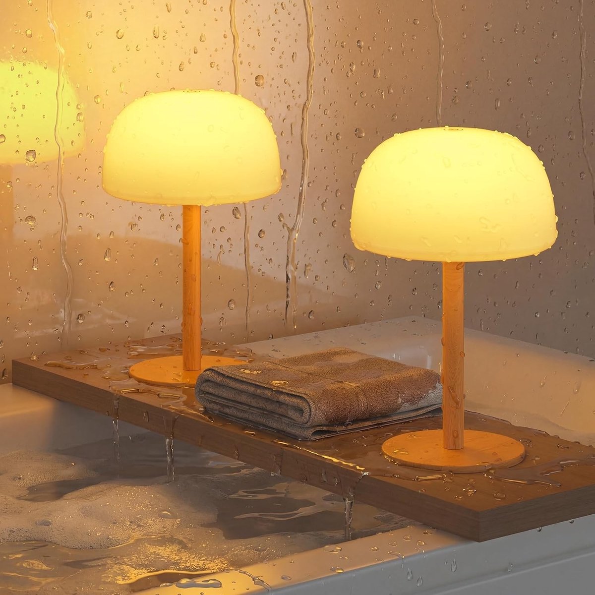 Waterdichte Dimbare Badkamerlamp met Oplaadbare 7500mAh Batterij - 2 Stuks voor Sfeervolle Verlichting