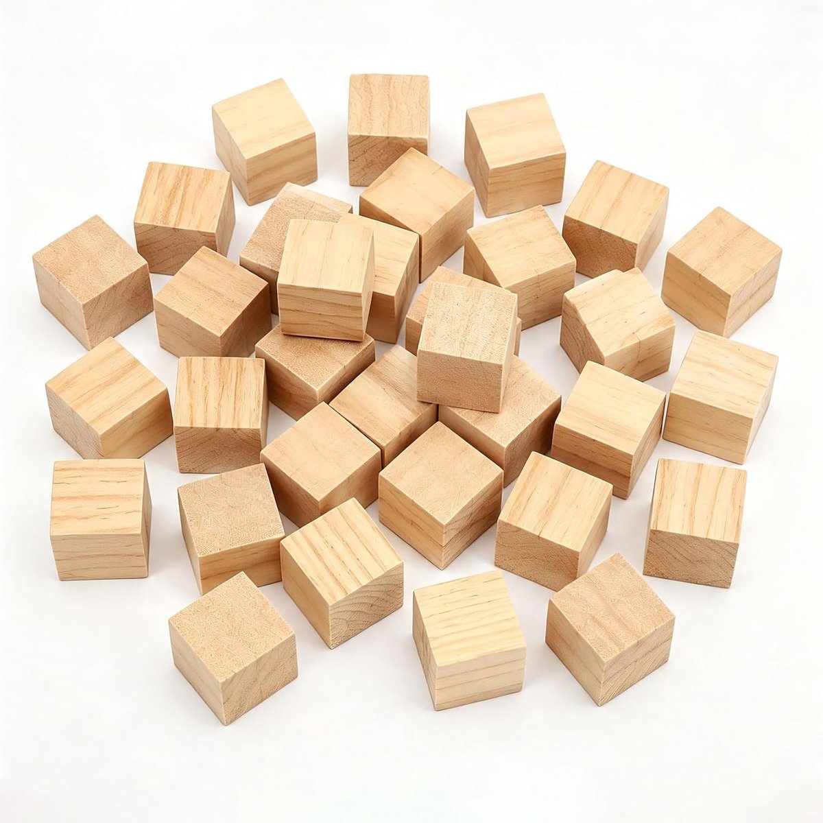 26 x houten dobbelstenen, 40 mm, kleine houten blokjes om te knutselen