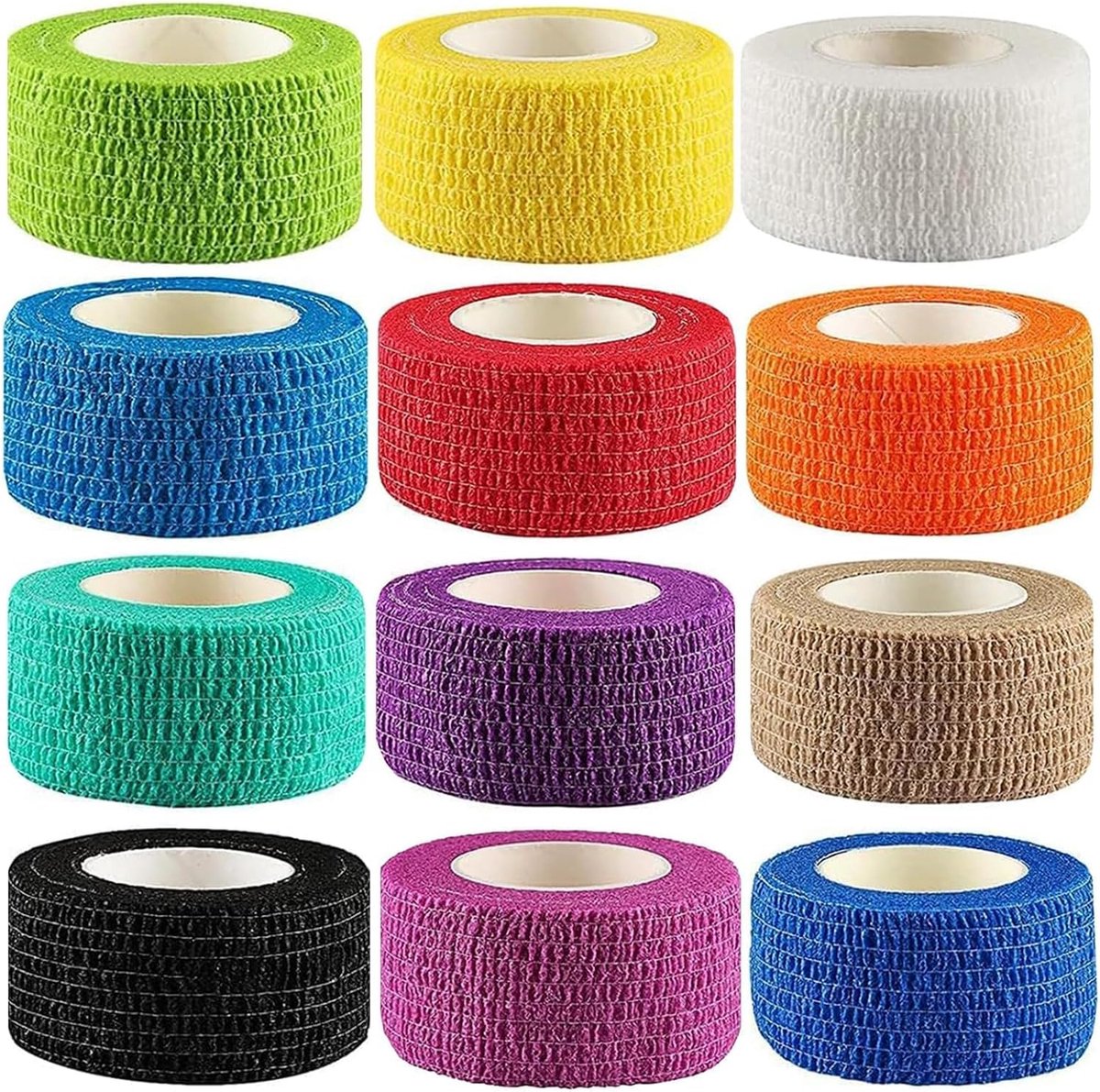 12 rollen, zelfklevend, 2,5 cm x 4 m, elastische band voor huisdieren, honden, katten en paarden, sporttape voor polsen en enkels, ademend