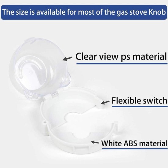 4 stks Kachel Knop Covers, Baby Proof Kids Veiligheid Oven Gas Grote Universele Ontwerp Kachel Knop Cap Bescherming Sloten Huisdier Proofing voor Kind Schakelaar Peuter Keuken Baby Proof, Transparant — afbeelding 4