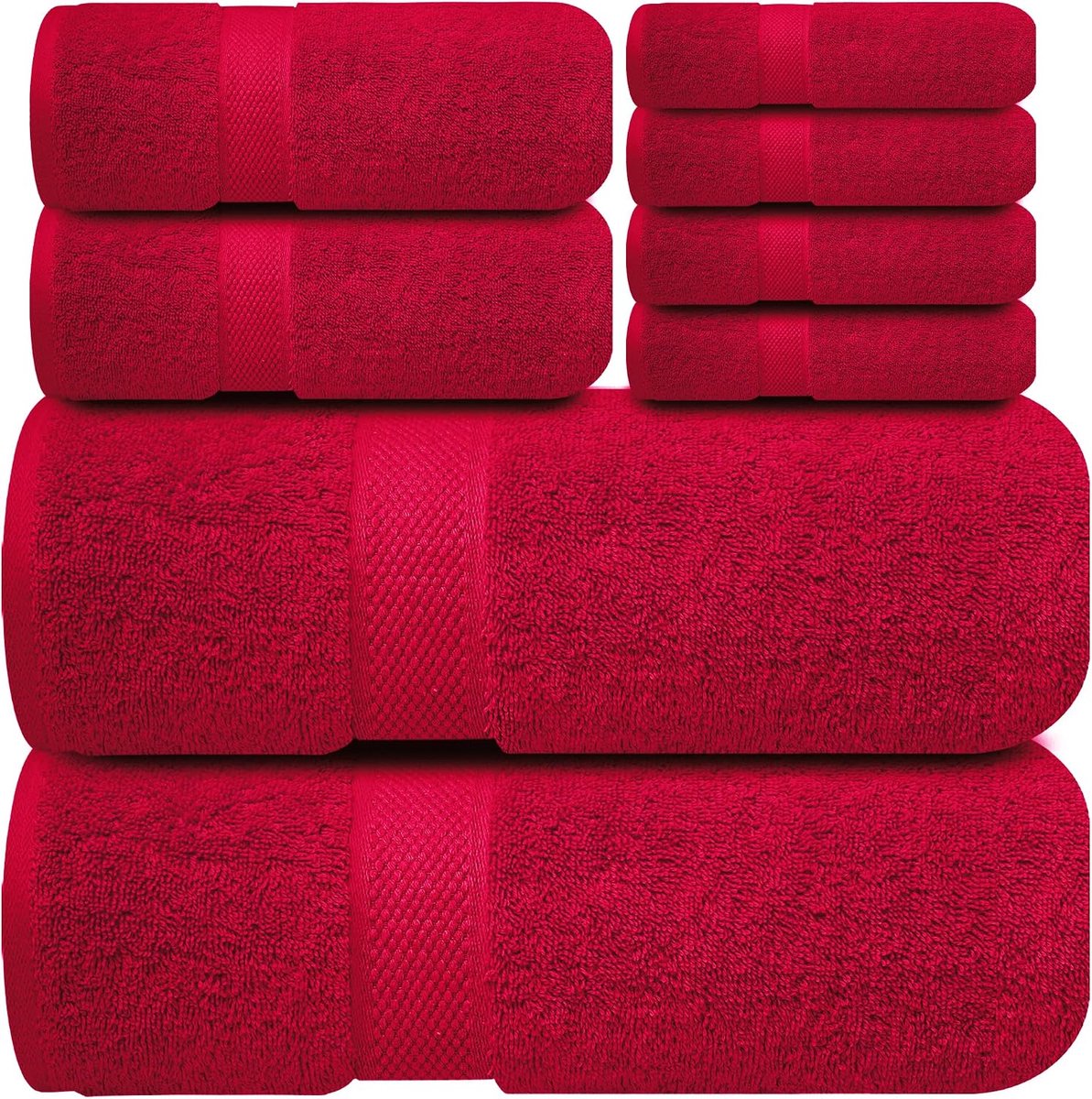 Xclusives 8-Delige Handdoekenset | 100% Katoen | 2 Badhanddoeken, 2 Handdoeken, 4 Washandjes | Zacht & Zeer Absorberend | Voor Badkamer, Sportschool, Douche, Spa & Hotel