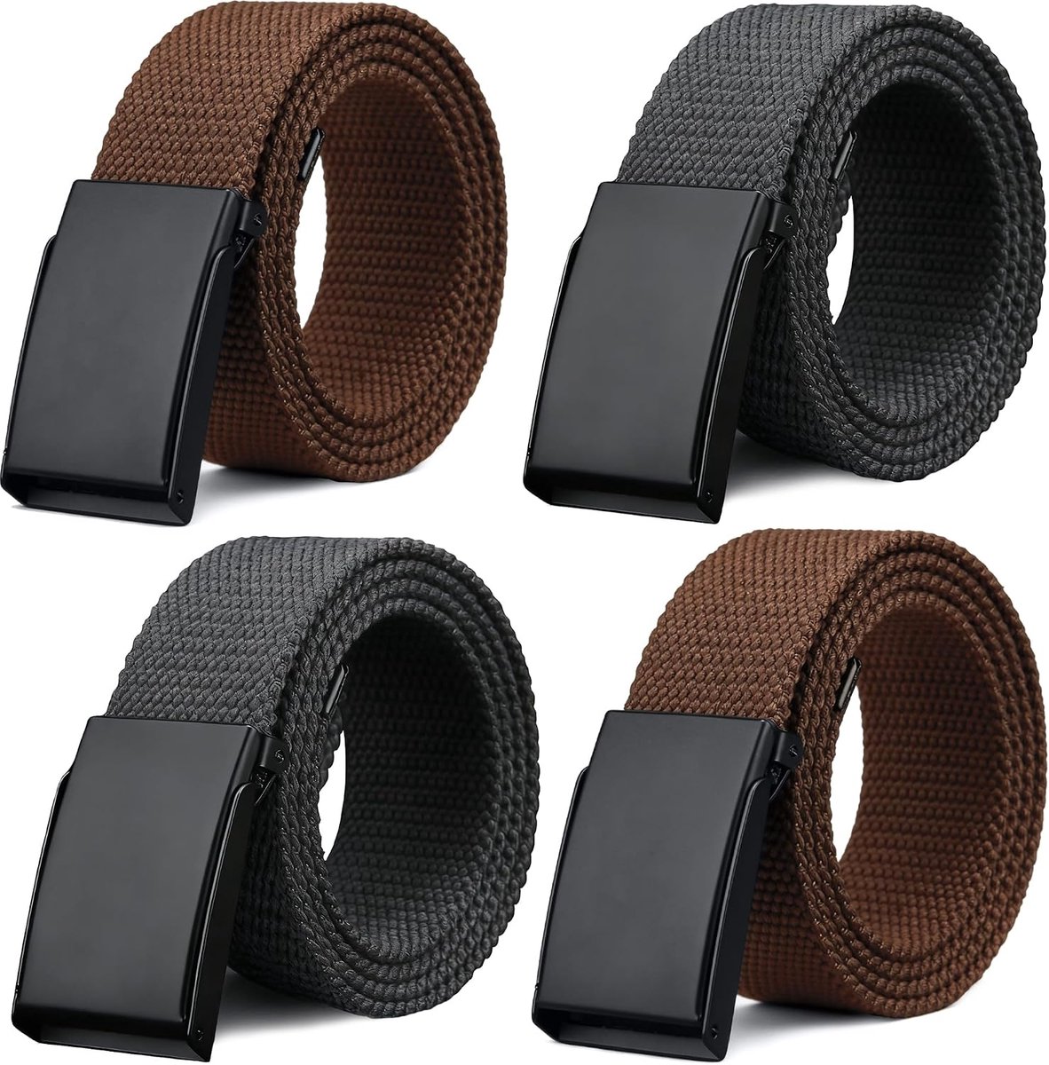 Pack of 4 belts for men without holes, work belt for men, unisex, woven belt for men and women, infinitely adjustable - ShopVlot