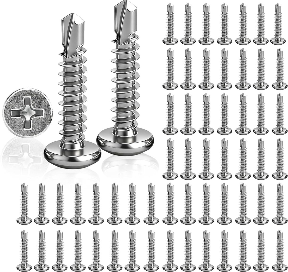 200 stuks plaatschroeven, M4,2 x 32 mm zelftappende schroeven, plaatschroeven, zelftappende boorschroeven voor - ShopVlot