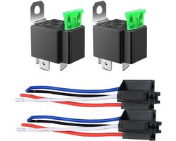 SnelShoppen - 2 Pack 30A Relais Zekering Kit voor Auto Truck - ATO/ATC Schakelaar Harnas Set - 12V DC 4-Pin SPST Relais met 30A Steekzekering en 14 AW