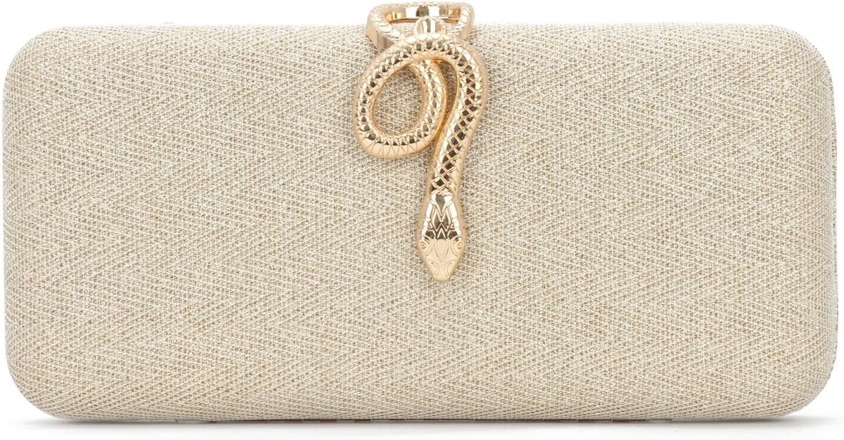 Elegante Clutch met Slangenprint en Sprankelende Sluiting voor Bruiloften en Feestjes
