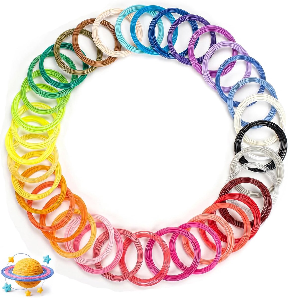 3D-penfilament 40 kleuren - 1,75 mm PLA navulmateriaal - 3 meter per kleur - ideaal voor knutselprojecten - ShopVlot