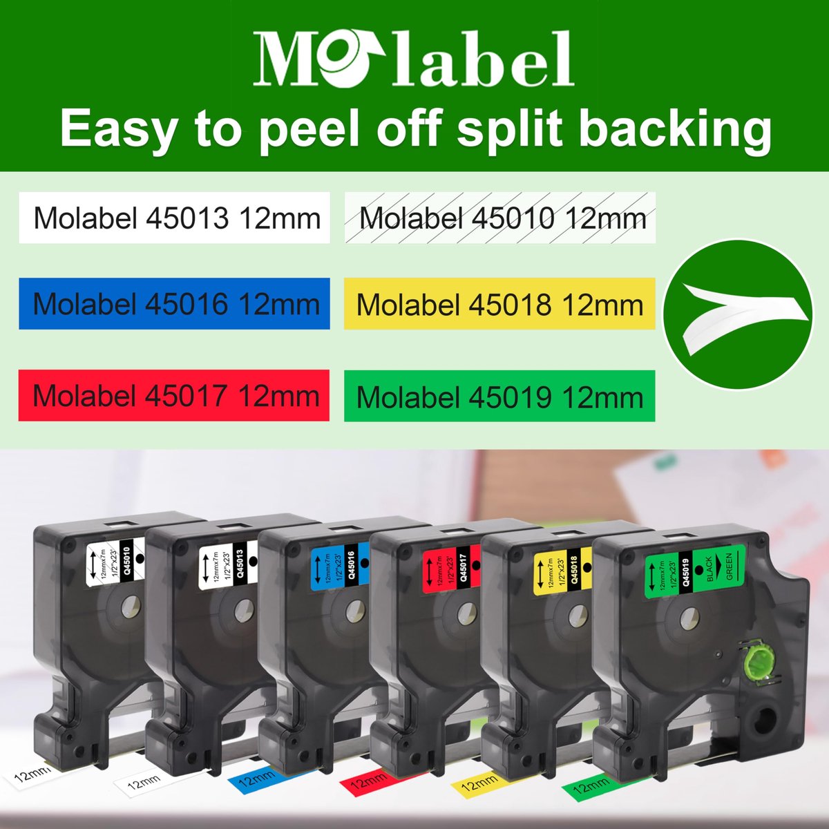 Labels 12mm x 7m - Dymo D1 compatibel - 6 kleuren - Perfect voor labelmachines - ShopVlot