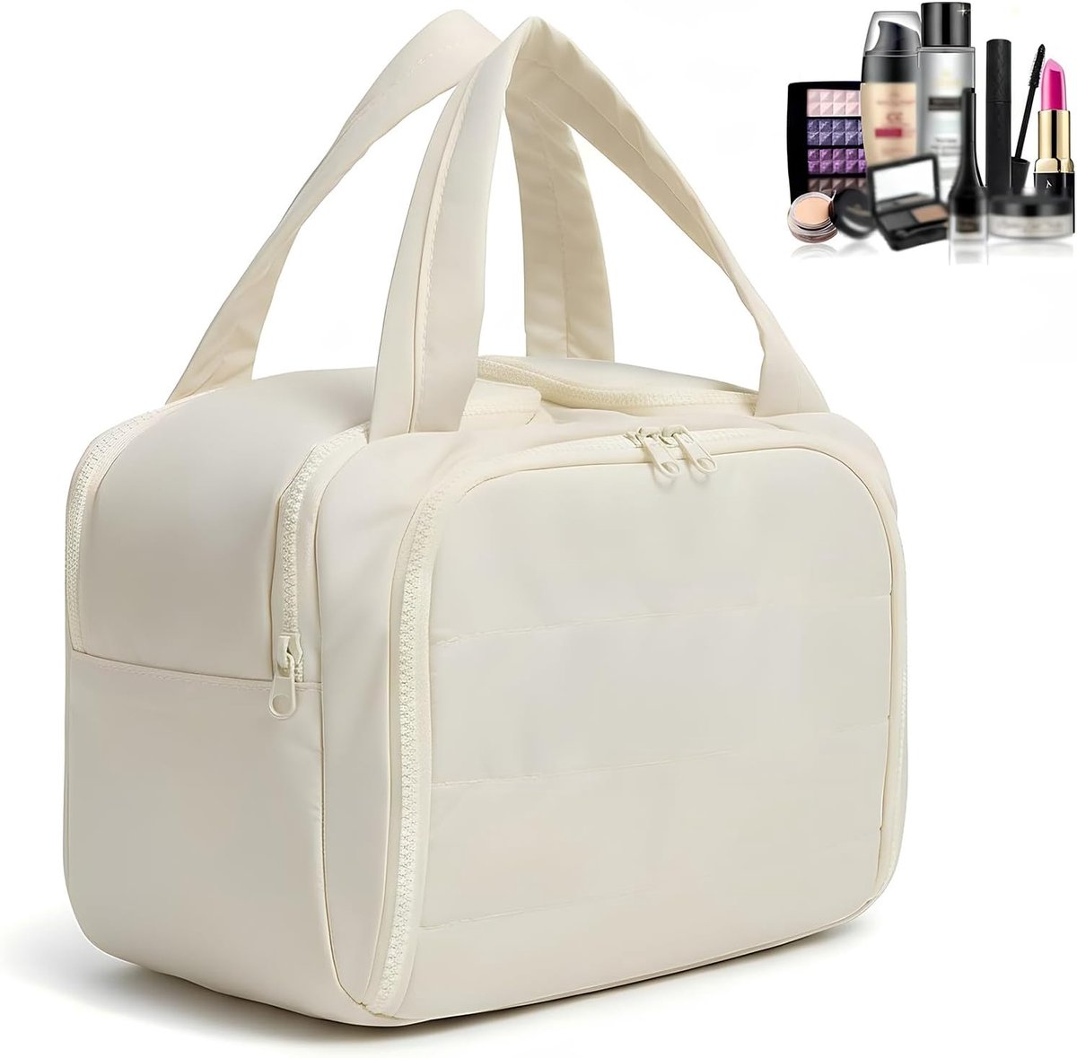 Toiletry Bag Women Large Lightweight Travel Cosmetic Bag Wide Open Toiletry Bag with Wet Compartment Makeup Organizer - ShopVlot