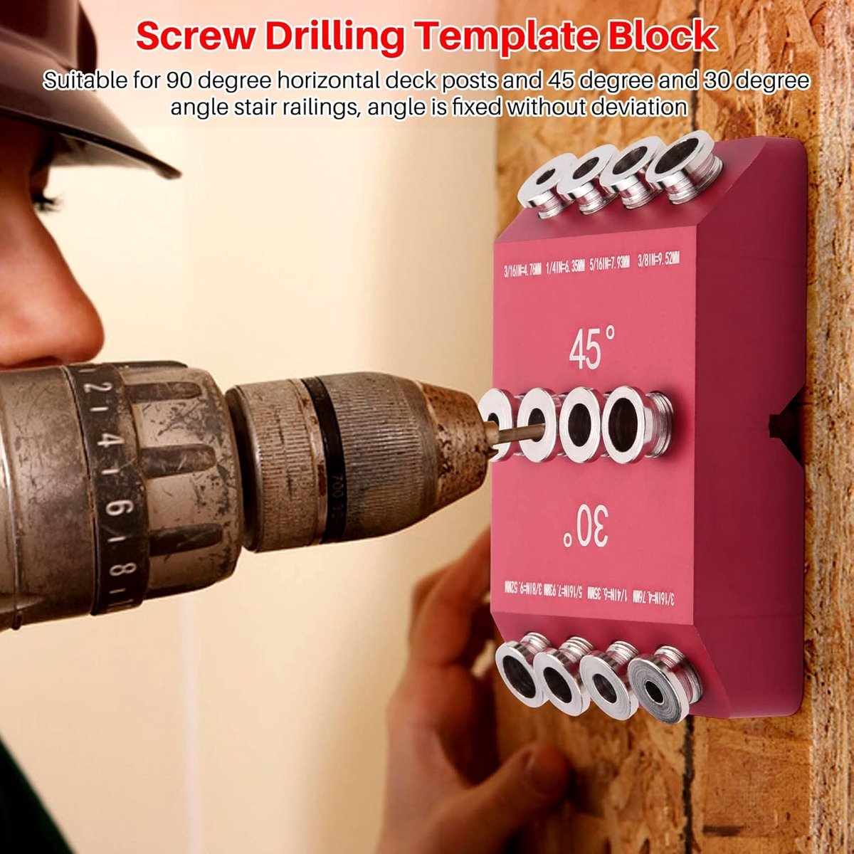 30/45/90° Angle Drill Hole Guide Jig for Angled and Straight, Cable Railing Screw Drilling Template, 1 PCS - ShopVlot