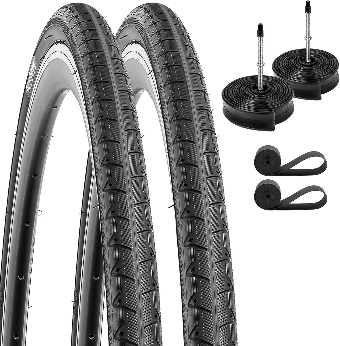 2-PCS 700C Road Bicycle Tires 700x25C/25-622 and 700C Heavy Duty Inner Tube Presta Valve with Compatible with 700x25C - ShopVlot
